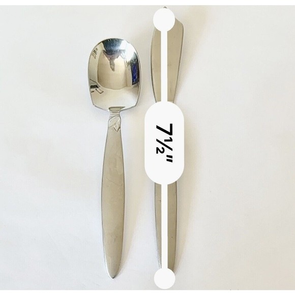 2 Pc Pfaltzgraff stainless 18/0 Laurel Frosted handle Butter Knife & Sugar Spoon - Picture 7 of 7